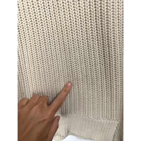 Zara Women's Beige Cozy Knit Stretch Oversized Cowl Neck Preppy Normcore Sweater - Picture 3 of 8